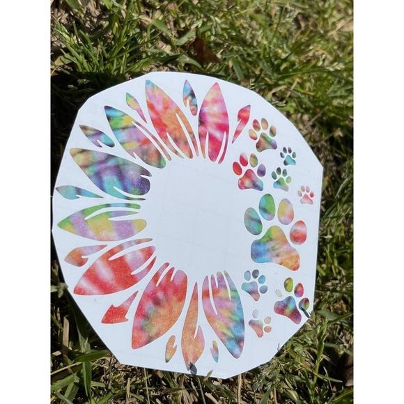 Sunflower Paw Print Vinyl Decal Multiple Colors Available - Picture 3 of 5